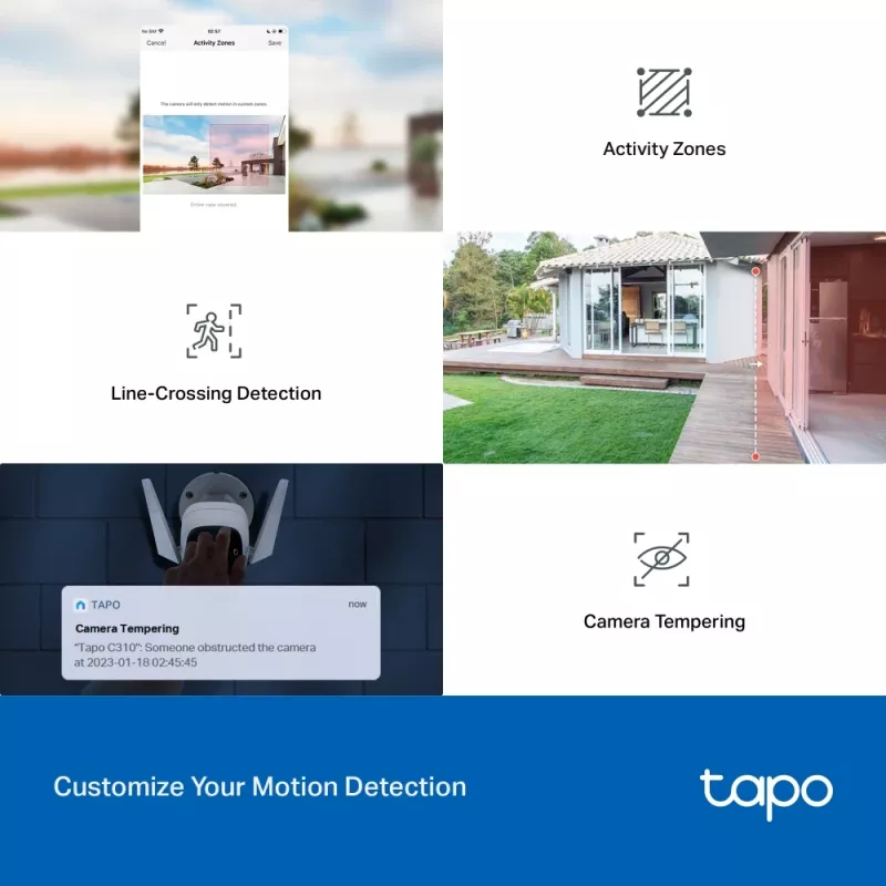 TP-Link Tapo lauko apsaugos Wi-Fi kamera, IP apsaugos kamera, lauko, laidinė ir belaidė, CE, NCC, tvirtinama prie sienos, balta