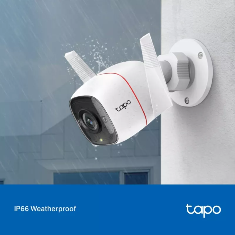 TP-Link Tapo lauko apsaugos Wi-Fi kamera, IP apsaugos kamera, lauko, laidinė ir belaidė, CE, NCC, tvirtinama prie sienos, balta