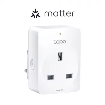 Išmanusis kištukas TP‑Link Tapo Mini P110M — „Wi‑Fi“ / „Bluetooth“ vidinis išmanusis lizdas, 16 A, 100–240 V, 3680 W, baltas