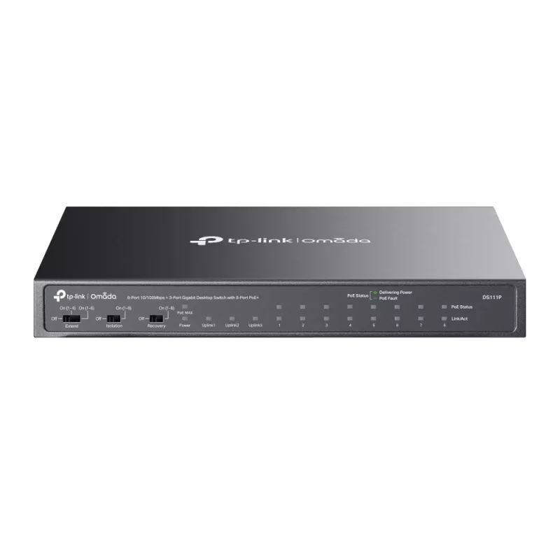 TP-Link Omada DS111P tinklo komutatorius Nevaldomas Fast Ethernet (10/100) Power over Ethernet (PoE) Juodas