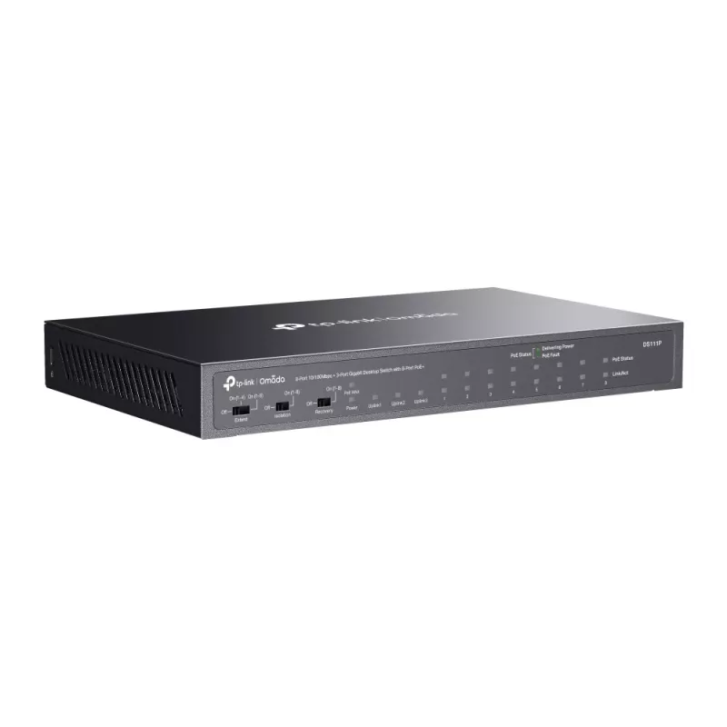 TP-Link Omada DS111P tinklo komutatorius Nevaldomas Fast Ethernet (10/100) Power over Ethernet (PoE) Juodas