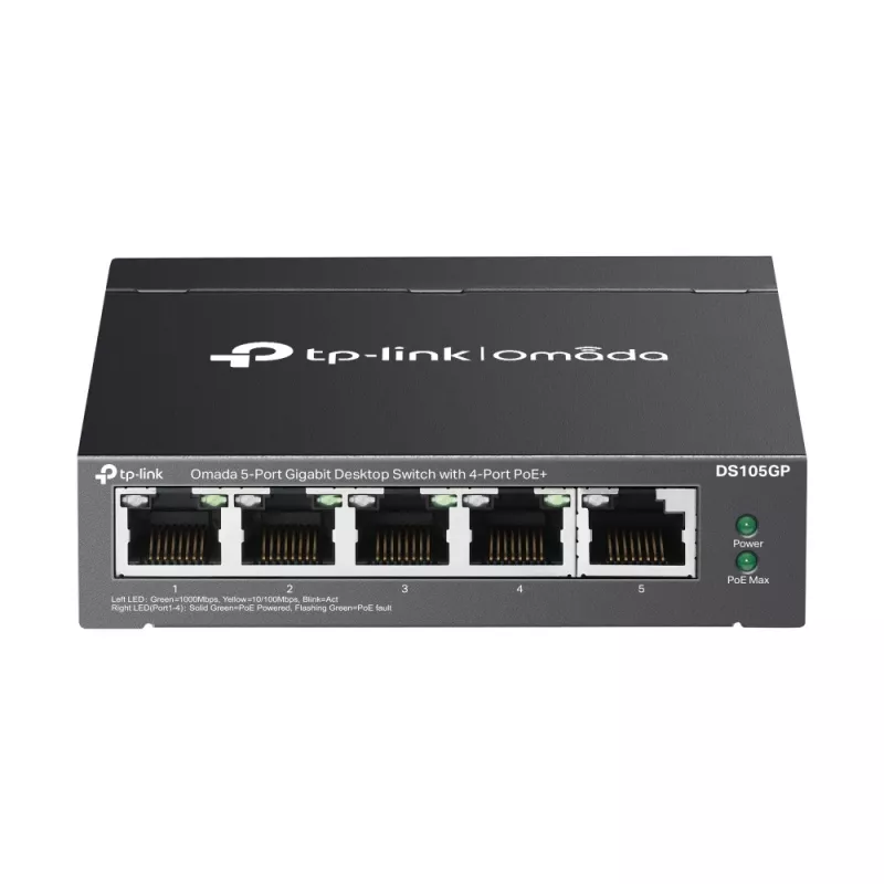 TP-Link Omada DS105G tinklo komutatorius Nevaldomas Gigabit Ethernet (10/100/1000) Power over Ethernet (PoE) Juoda