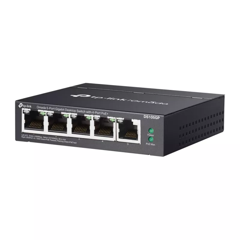 TP-Link Omada DS105G tinklo komutatorius Nevaldomas Gigabit Ethernet (10/100/1000) Power over Ethernet (PoE) Juoda