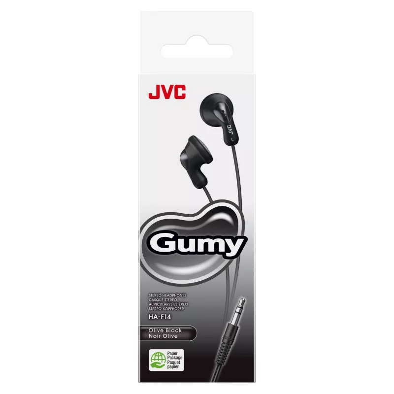 JVC F14 Gumy laidinės į ausis įdedamos ausinės, juodos