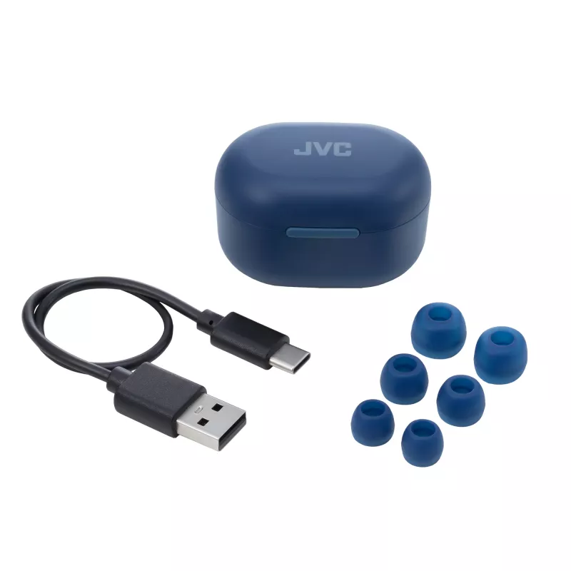 JVC aktyvus triukšmo slopinimas TWS mėlyna, True Wireless Stereo (TWS), 20 - 20000 Hz, skambučiai/muzika, 8,4 g, ausinės, mėlyna