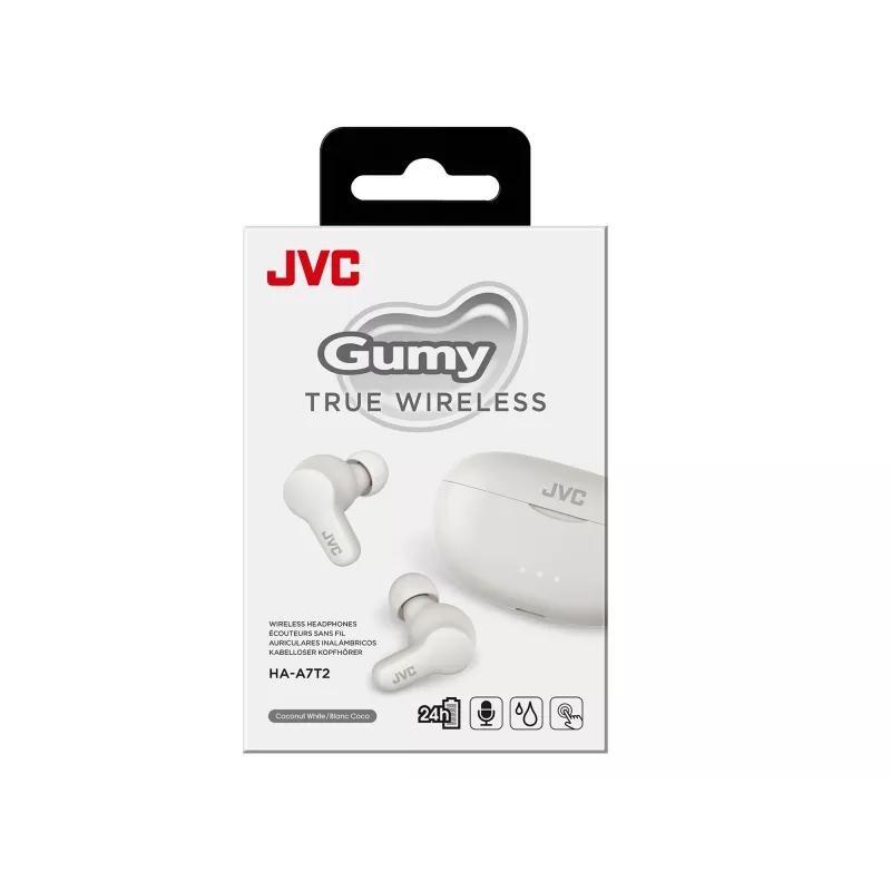 JVC Gumy TWS Stix White, True Wireless Stereo (TWS), 20 - 20000 Hz, Calls/Music, 8.4 g, Headset, White
