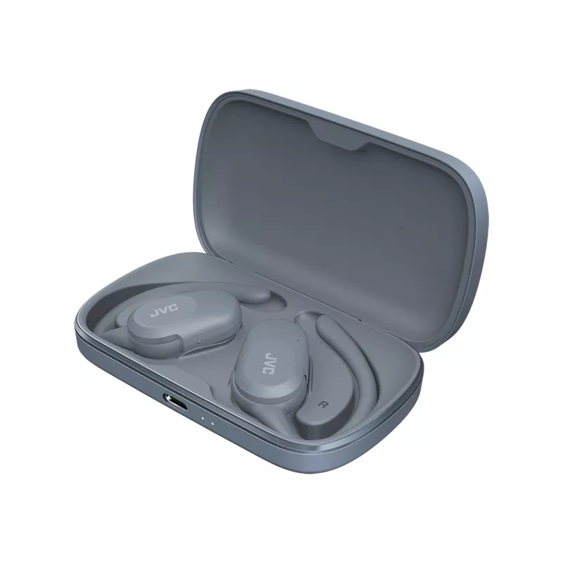 Ausinės JVC HA-NP40T True Wireless Stereo (TWS) į ausis įdedamos su ausies kabliuku, Bluetooth, 20–20000 Hz, 10 m, pilkos