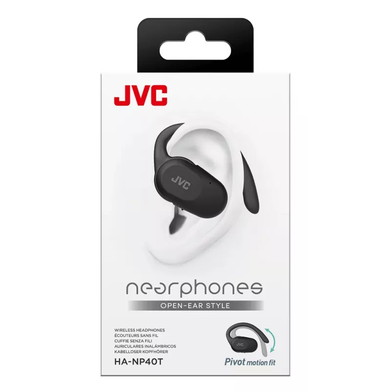 Ausinės JVC HA-NP40T True Wireless Stereo TWS ausinės su ausies lankeliu Bluetooth juodos, 20–20000 Hz, 10 m