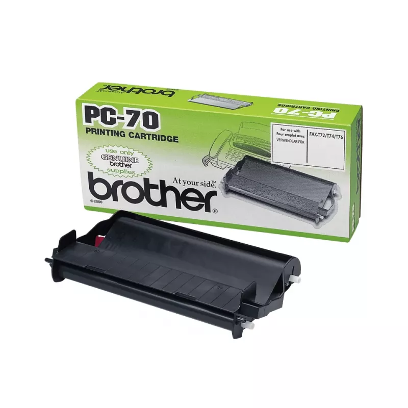 Fakso kasetė Brother PC70 — juoda, 140 lapų, suderinama su FAXT72/74/76/78/7 Plus/92/94/96/98