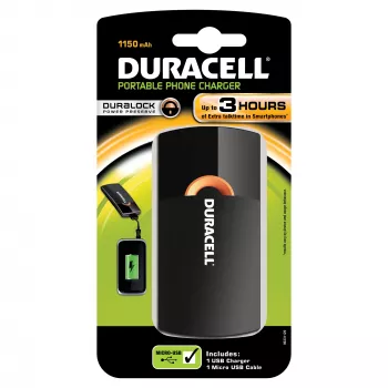Duracell Mobilusis įkroviklis Mobilusis telefonas Juoda USB Vidaus, Lauko
