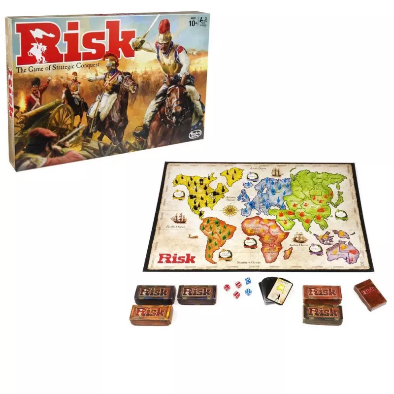 Stalo žaidimas HASBRO Risk (Karas) — strateginis užkariavimo žaidimas, skirtas nuo 10 metų amžiaus