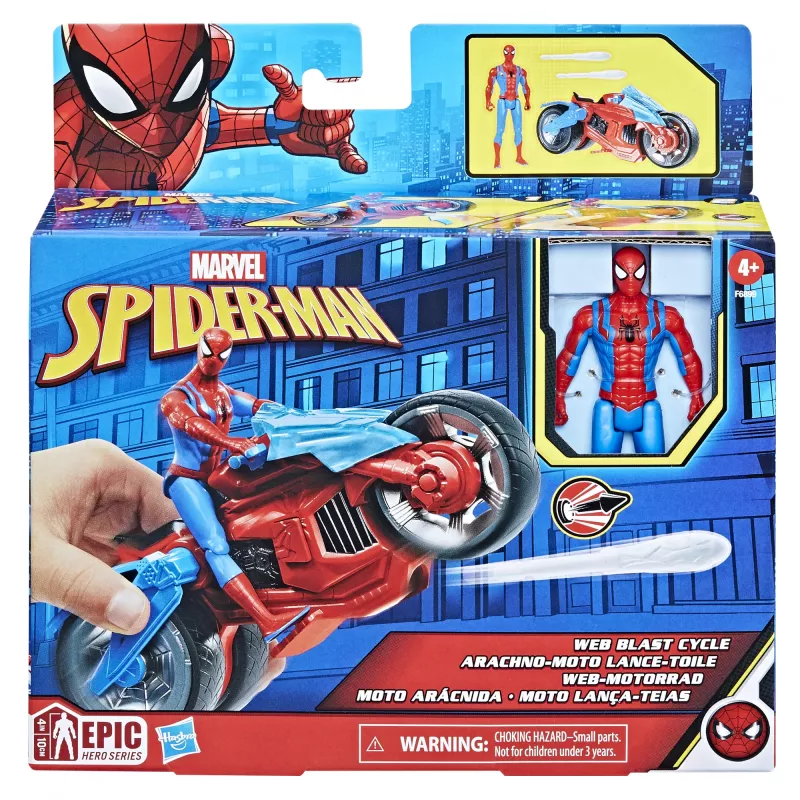Marvel Spider-Man Spider-Man Web Blast Cycle žaidimų rinkinys su lanksčia Spider-Man figūrėle vaikams