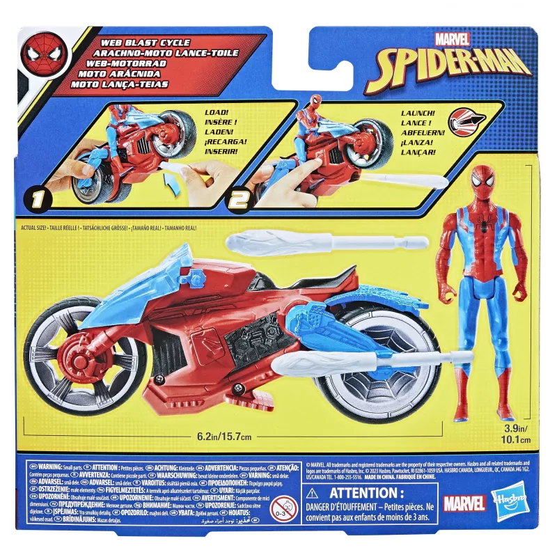 Marvel Spider-Man Spider-Man Web Blast Cycle žaidimų rinkinys su lanksčia Spider-Man figūrėle vaikams