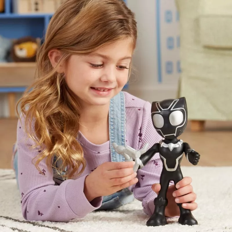Marvel Spidey and His Amazing Friends Supersized Juoda Panther veiksmo figūrėlė, ikimokyklinio amžiaus superherojų žaislai