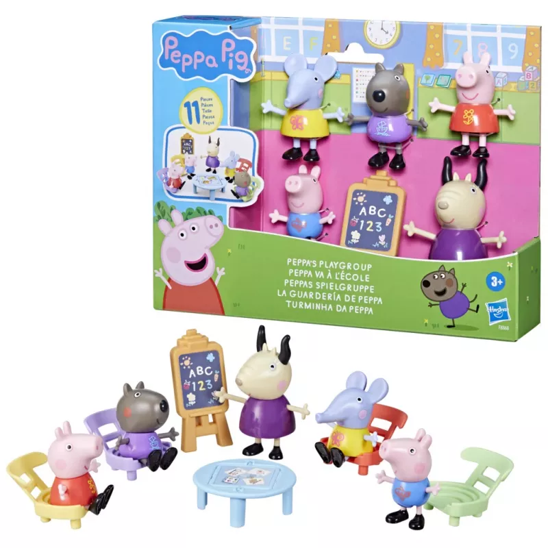 Hasbro Peppa Pig žaidimų grupės rinkinys su 5 figūrėlėmis ir 6 priedais, ikimokyklinio amžiaus žaislai mergaitėms ir berniukams nuo 3 metų