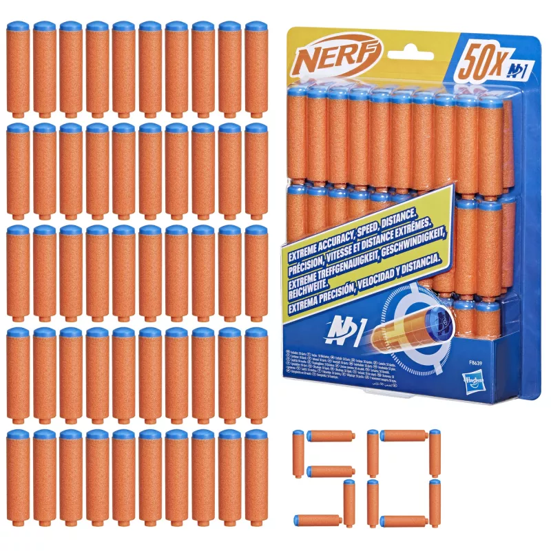 Nerf N Series N1-Darts 50x, papildymo rinkinys, 8 m., 50 vnt., mėlyna, oranžinė