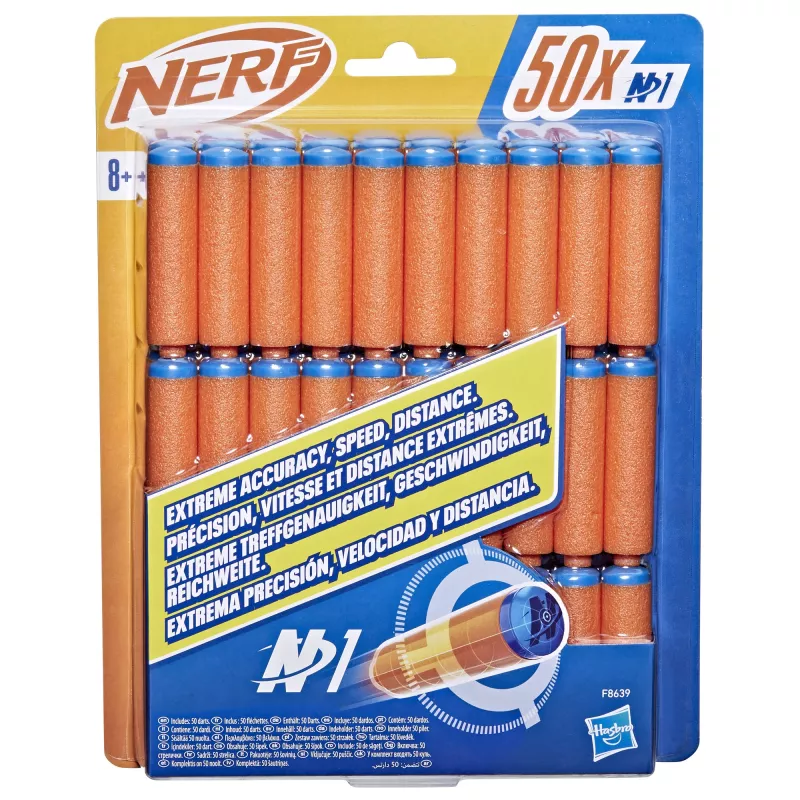 Nerf N Series N1-Darts 50x, papildymo rinkinys, 8 m., 50 vnt., mėlyna, oranžinė