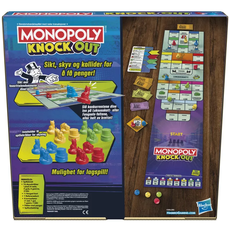 Monopoly Knockout šeimos vakarėlių žaidimas, greitai žaidžiami stalo žaidimai, amžius 8+, 2–8 žaidėjai, 20 min.