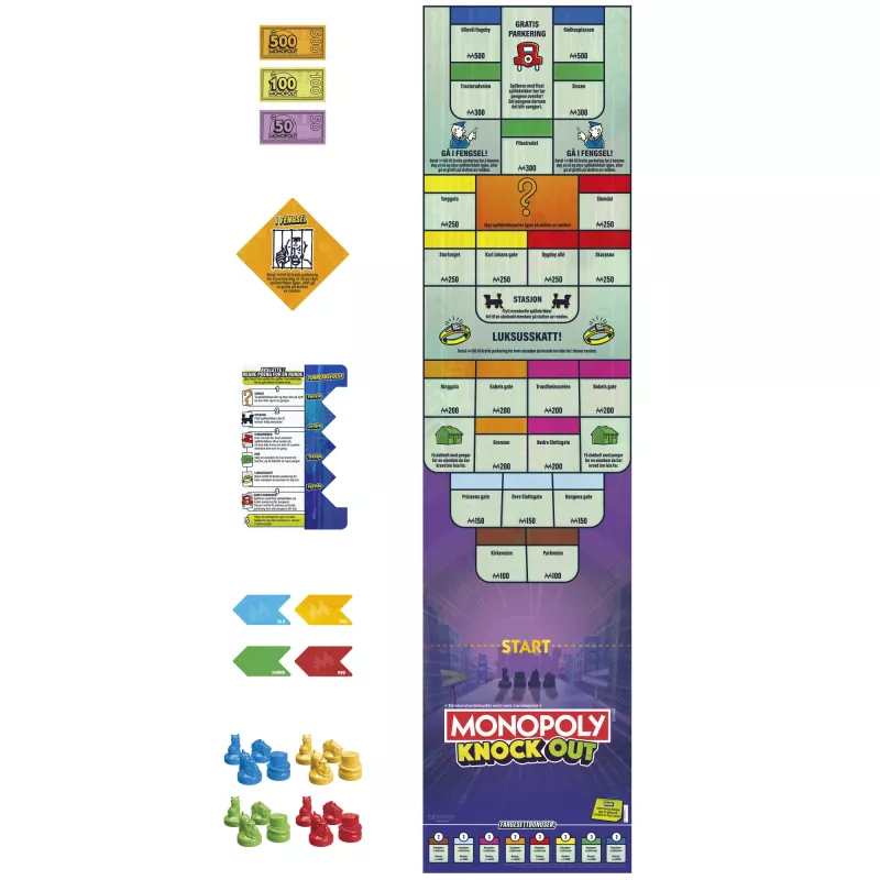 Monopoly Knockout šeimos vakarėlių žaidimas, greitai žaidžiami stalo žaidimai, amžius 8+, 2–8 žaidėjai, 20 min.