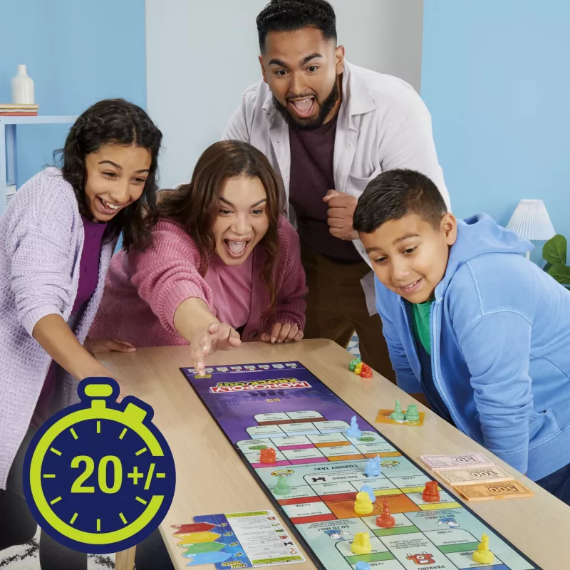 Monopoly Knockout šeimos vakarėlių žaidimas, greitai žaidžiami stalo žaidimai, amžius 8+, 2–8 žaidėjai, 20 min.