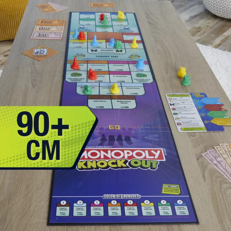 Monopoly Knockout šeimos vakarėlių žaidimas, greitai žaidžiami stalo žaidimai, amžius 8+, 2–8 žaidėjai, 20 min.
