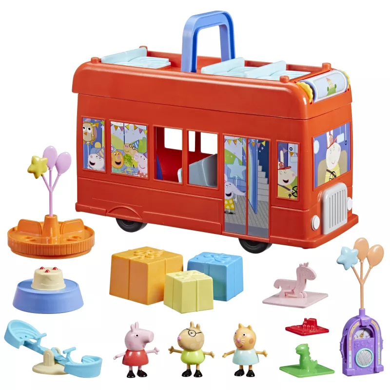 Peppa Pig 2-in-1 Party Bus, veiksmo / nuotykių, 3 m., įvairiaspalvis, plastikas