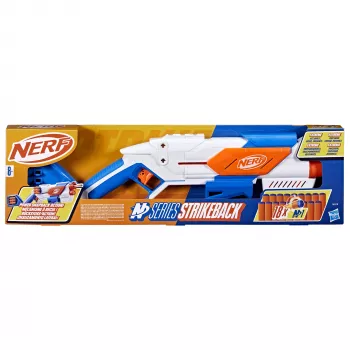 Žaislinis blasteris Nerf N Series Strikeback mėlynas oranžinis baltas 8+