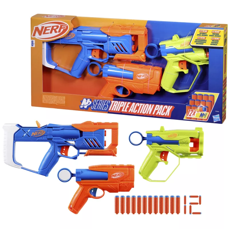 Nerf N Series Triple Action Pack, žaislinis blasteris, 8 m.