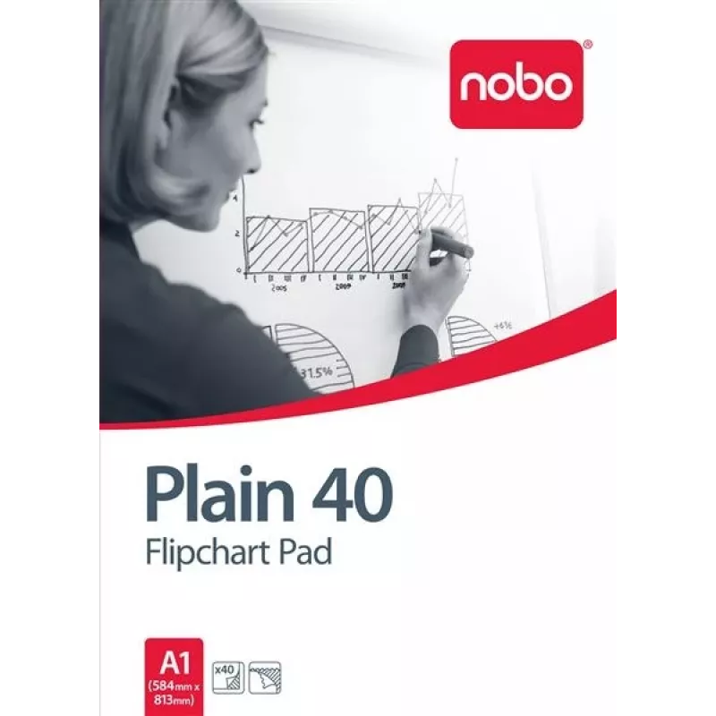 Nobo Flipchart Pad Plain 580x810mm 40 Sheets, Paper, Plain, 60 g/m², 40 puslapių, 580 mm, 810 mm