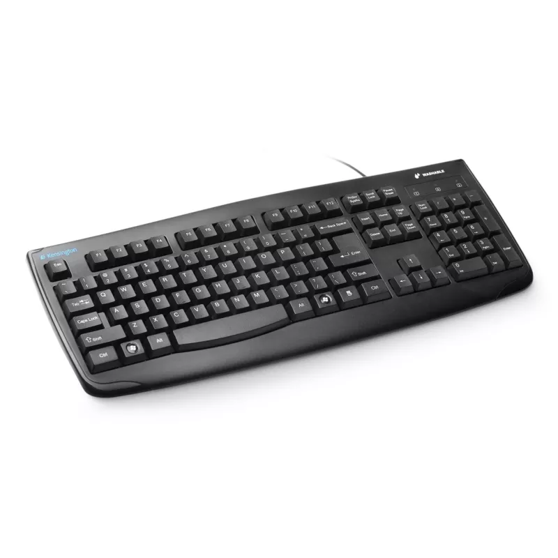 Kensington K:Keybrd Washable ProFitUSB ES, viso dydžio (100 %), laidinė, USB, QWERTY, juoda