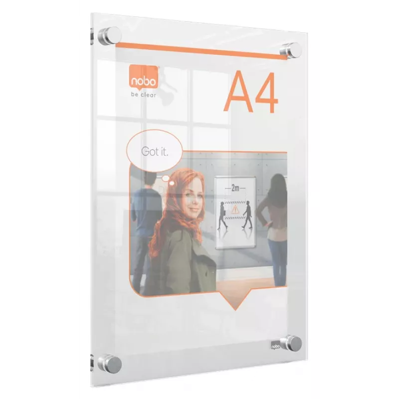 Nobo Premium Plus A4 skaidrus akrilinis sieninis plakatų rėmelis