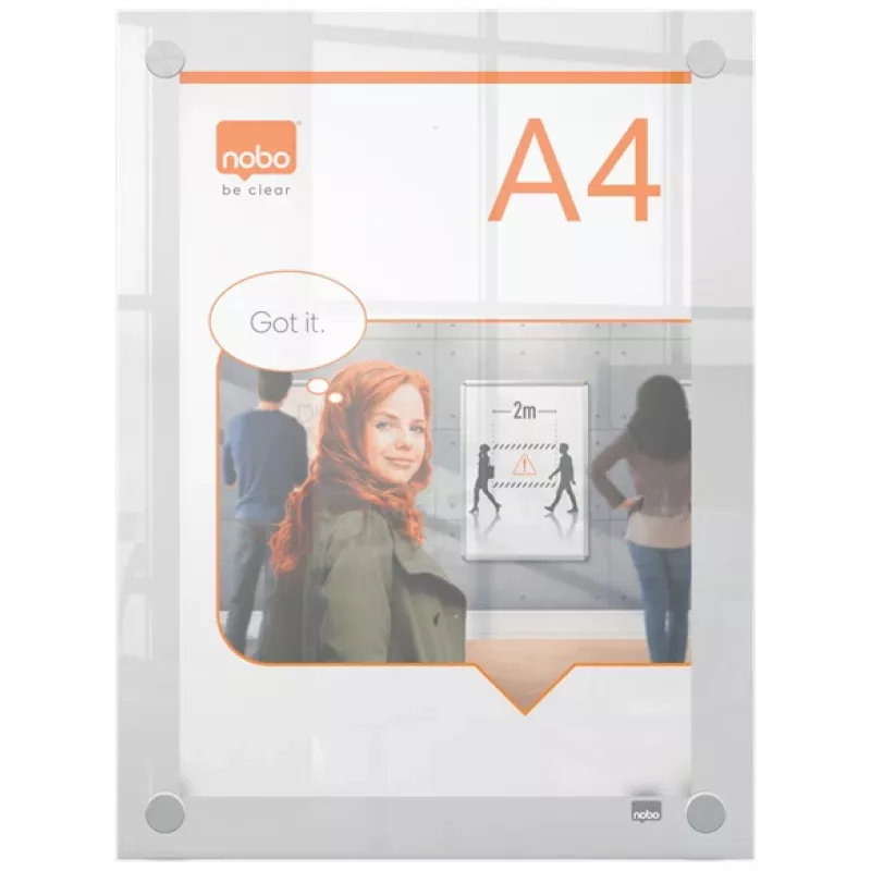 Nobo Premium Plus A4 skaidrus akrilinis sieninis plakatų rėmelis