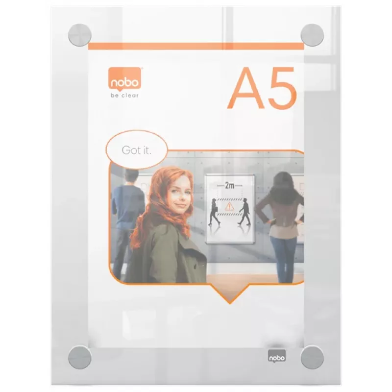 Nobo Premium Plus A5 skaidrus akrilinis sieninis plakatų rėmelis