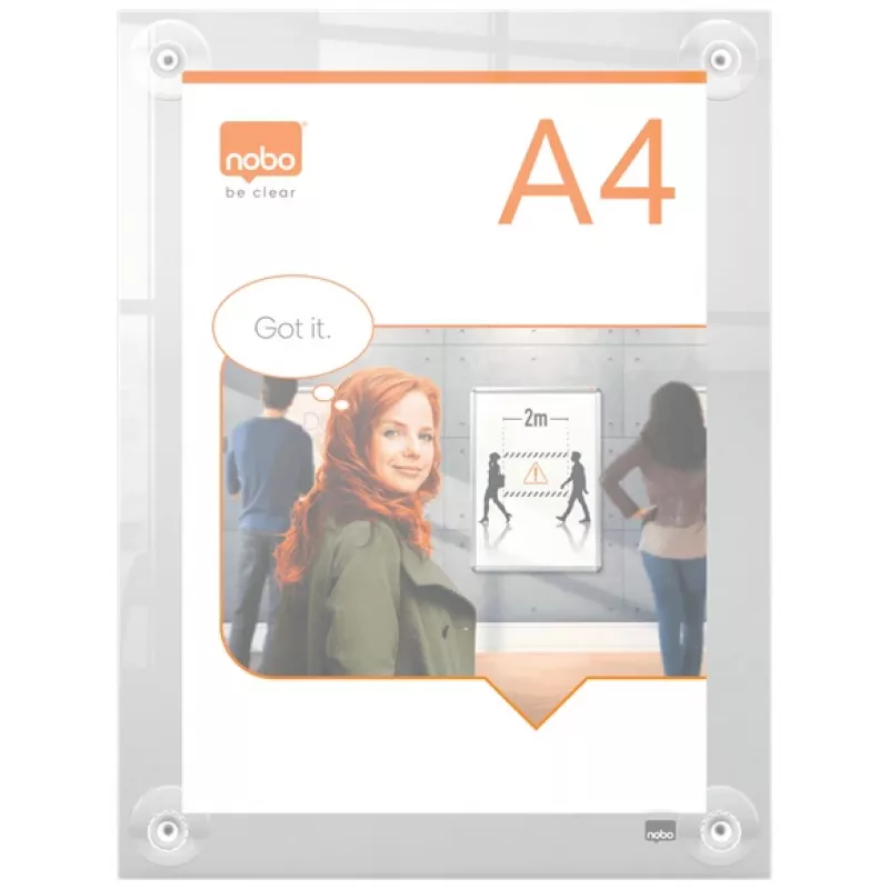 Nobo Premium Plus A4 Clear Acrylic Wall Mounted Repositionable Poster Frame