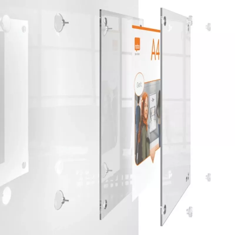 Nobo Premium Plus A4 Clear Acrylic Wall Mounted Repositionable Poster Frame