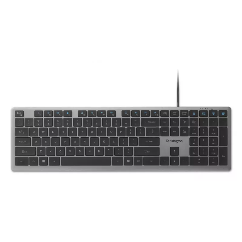 Kensington KB515 EQ USB-C/USB-A laidinė klaviatūra, pilno dydžio (100 %), laidinė, USB, žirkliniai klavišų jungikliai, QWERTY, pilka