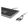 Kensington KB515 EQ USB-C/USB-A laidinė klaviatūra, pilno dydžio (100 %), laidinė, USB, žirkliniai klavišų jungikliai, QWERTY, pilka