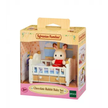Sylvanian Families Šokoladinio triušio kūdikio rinkinys (kūdikio lovelė), 3 m., įvairiaspalvis, polistirenas, plastikas
