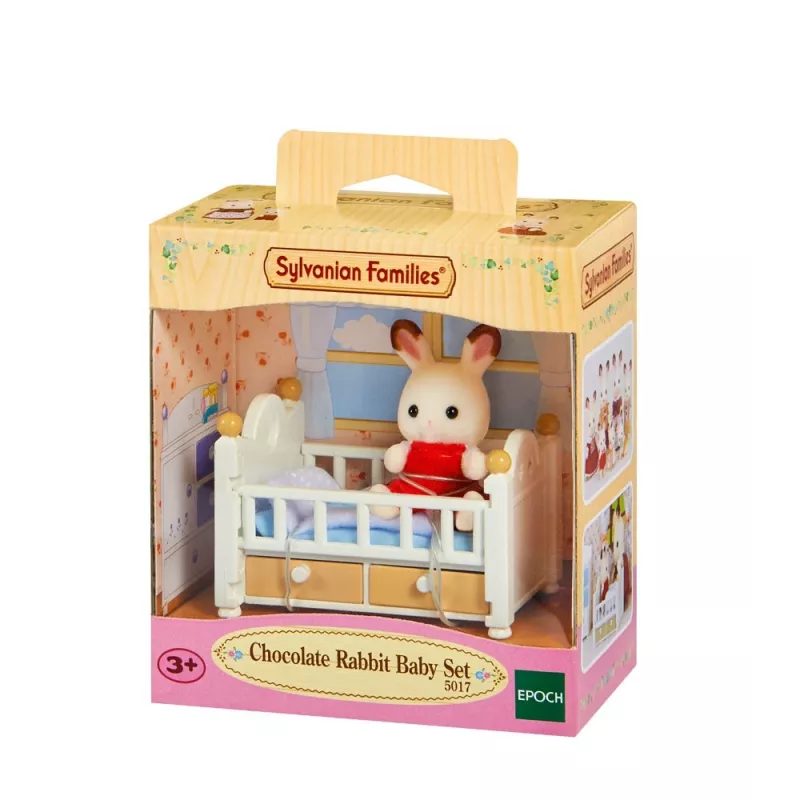 Sylvanian Families Šokoladinio triušio kūdikio rinkinys (kūdikio lovelė), 3 m., įvairiaspalvis, polistirenas, plastikas