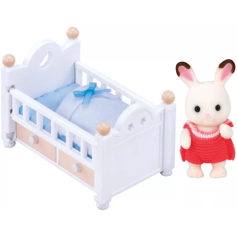 Sylvanian Families Šokoladinio triušio kūdikio rinkinys (kūdikio lovelė), 3 m., įvairiaspalvis, polistirenas, plastikas
