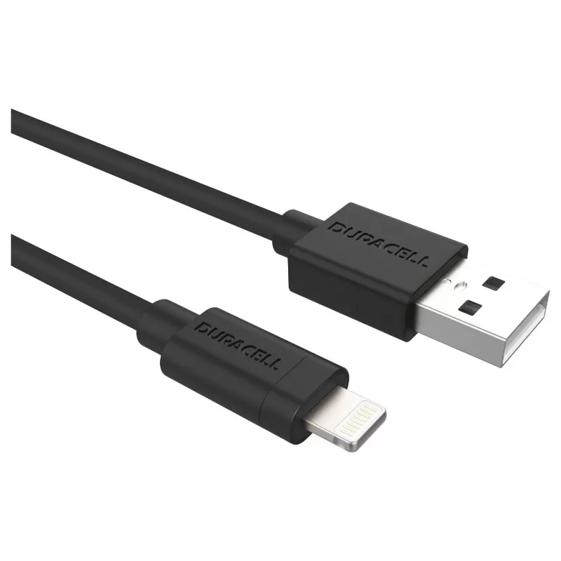 Duracell sinchronizavimo/įkrovimo laidas 1 m juodas, 1 m, USB, Lightning, juoda
