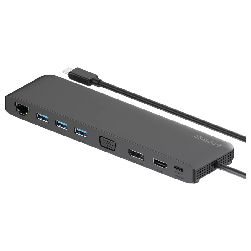 2-Power DOC0118A nešiojamojo kompiuterio dokas / prievado replikatorius Juoda
