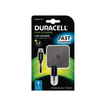 Duracell 2,4 A telefono / planšetinio kompiuterio sieninis įkroviklis, patalpose, AC, 5 V, 2,4 A, juodas