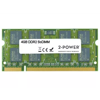 2-Power 4GB DDR2 800MHz SoDIMM atmintis, 4 GB, 1 x 4 GB, DDR2, 800 MHz, 200 kontaktų SO-DIMM, žalia