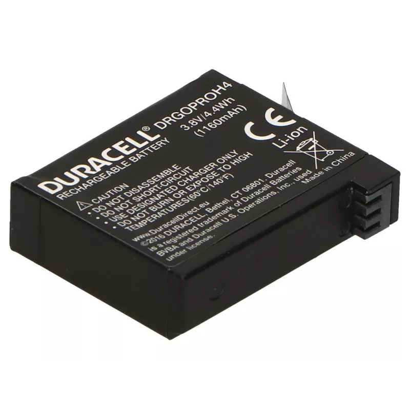 Duracell kameros baterija – pakeičia GoPro Hero 4 bateriją, GoPro, 1160 mAh, 3,8 V, ličio jonų (Li-Ion)
