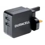 “Duracell” 2x2,4 A USB telefono / planšetės įkroviklis, skirtas naudoti patalpose, kintamoji srovė, 5 V, juodas