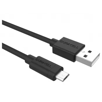 „Duracell“ sinchronizavimo / įkrovimo laidas, 2 metrų, juodas, 2 m, USB A, Micro-USB A, 2.0, juoda