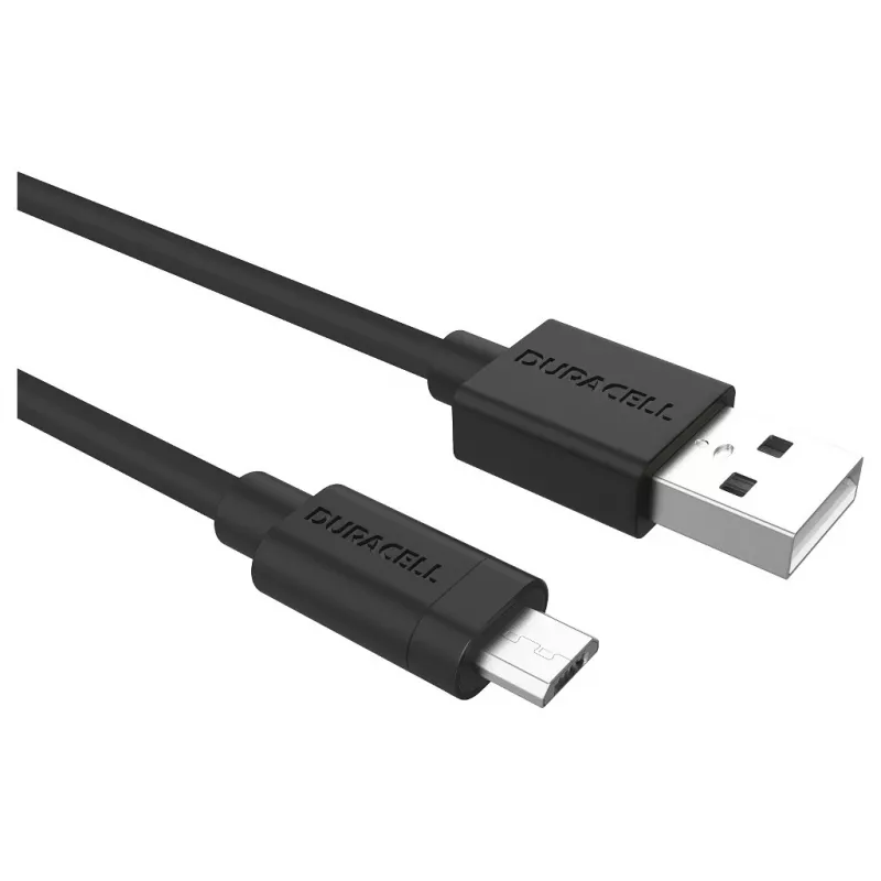 „Duracell“ sinchronizavimo / įkrovimo laidas, 2 metrų, juodas, 2 m, USB A, Micro-USB A, 2.0, juoda