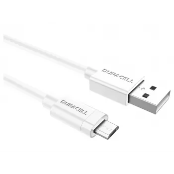 „Duracell“ sinchronizavimo / įkrovimo laidas 2 metrų baltas, 2 m, USB A, Micro-USB A, 2.0, baltas