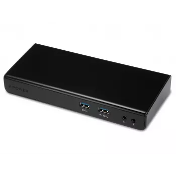 2-Power USB 3.0 Dual Display dokinimo stotelė, dokinimo, 3,5 mm, USB A tipo, USB B tipo, 10,100,1000 Mbit/s, juoda, 5 Gbit/s